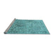 Sideview of Machine Washable Medallion Light Blue Traditional Rug, wshtr4446lblu