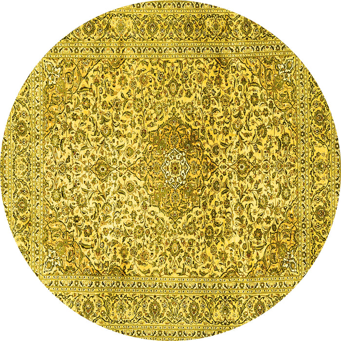 Round Medallion Yellow Traditional Rug, tr4446yw