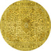 Round Medallion Yellow Traditional Rug, tr4446yw