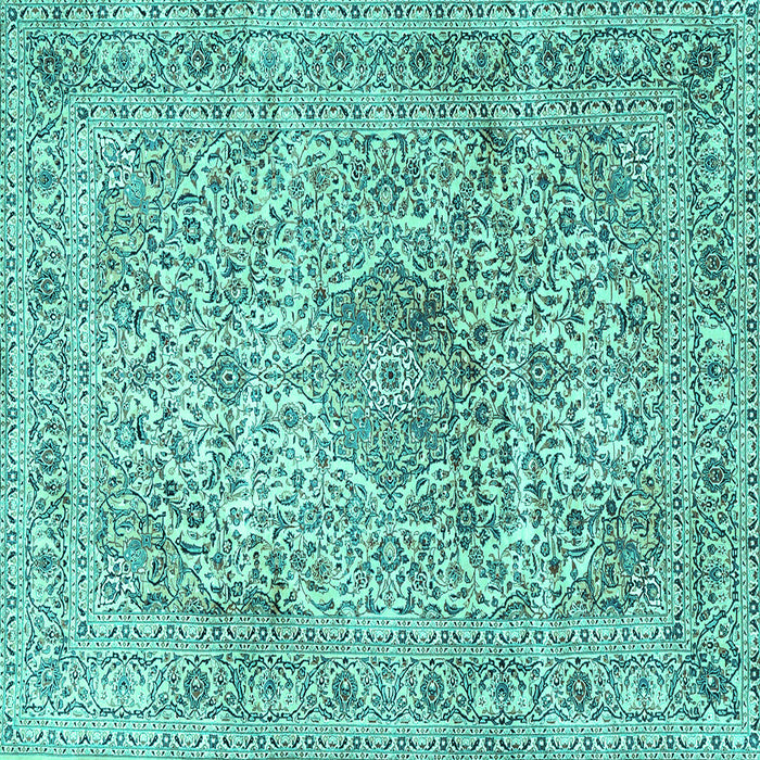 Square Medallion Turquoise Traditional Rug, tr4446turq