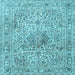 Square Medallion Light Blue Traditional Rug, tr4446lblu