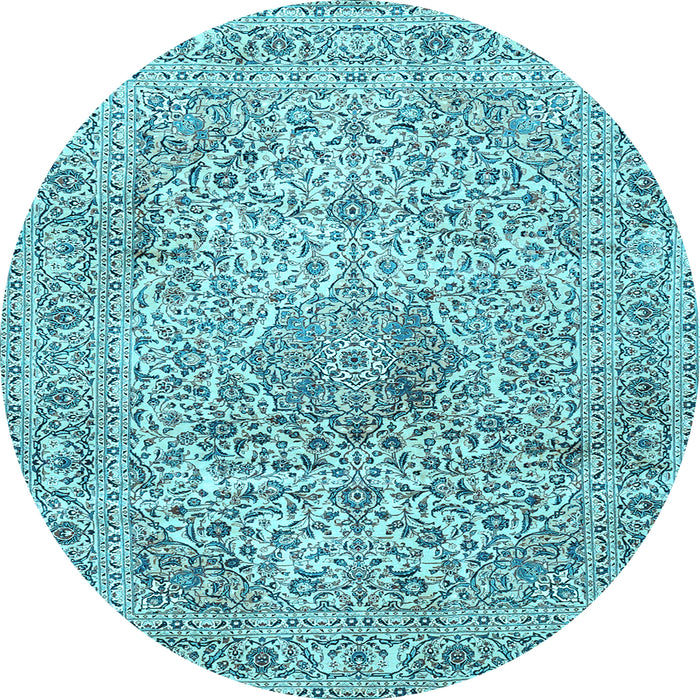 Round Medallion Light Blue Traditional Rug, tr4446lblu