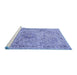 Sideview of Machine Washable Medallion Blue Traditional Rug, wshtr4446blu