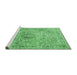 Sideview of Machine Washable Medallion Emerald Green Traditional Area Rugs, wshtr4446emgrn