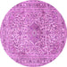 Round Machine Washable Medallion Pink Traditional Rug, wshtr4446pnk