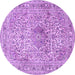 Round Machine Washable Medallion Purple Traditional Area Rugs, wshtr4446pur