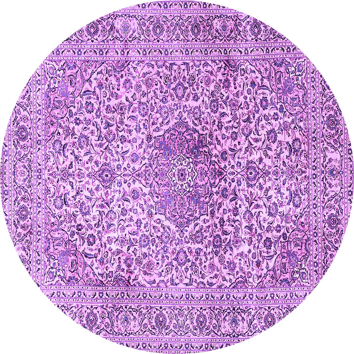 Round Medallion Purple Traditional Rug, tr4446pur