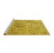 Sideview of Machine Washable Medallion Yellow Traditional Rug, wshtr4446yw