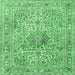 Square Medallion Emerald Green Traditional Rug, tr4446emgrn