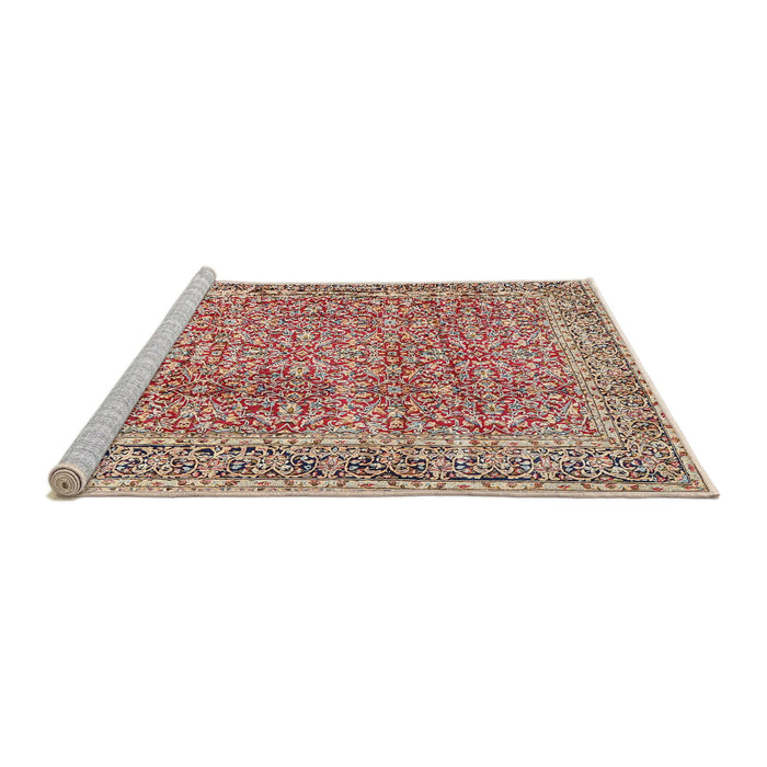 Sideview of Machine Washable Traditional Chestnut Red Rug, wshtr4447