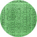 Round Persian Emerald Green Traditional Rug, tr4447emgrn