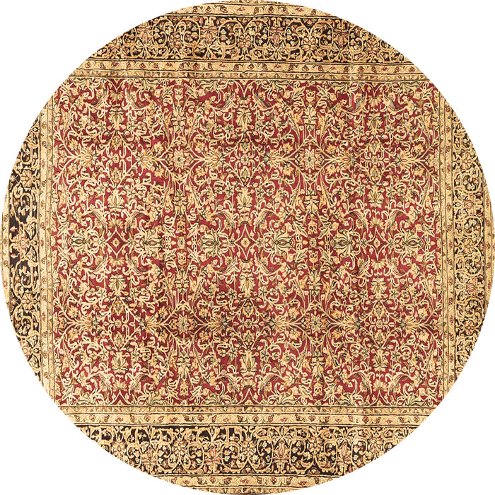 Round Persian Brown Traditional Rug, tr4447brn