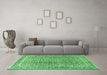 Machine Washable Persian Emerald Green Traditional Area Rugs in a Living Room,, wshtr4447emgrn