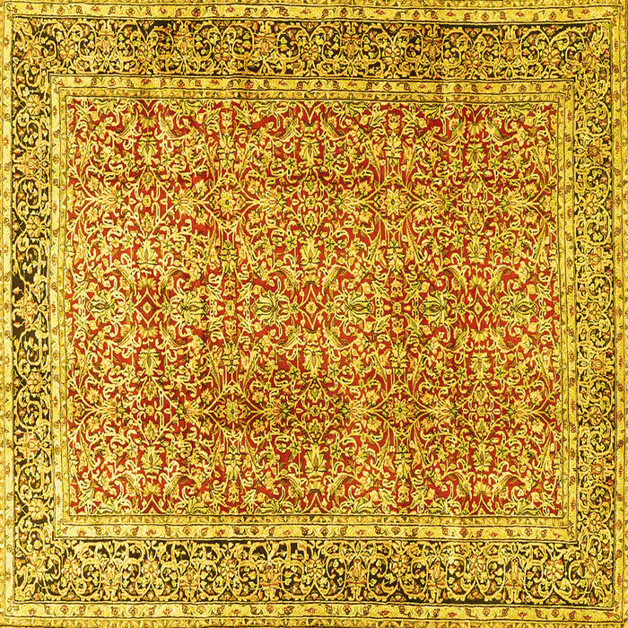 Square Machine Washable Persian Yellow Traditional Rug, wshtr4447yw