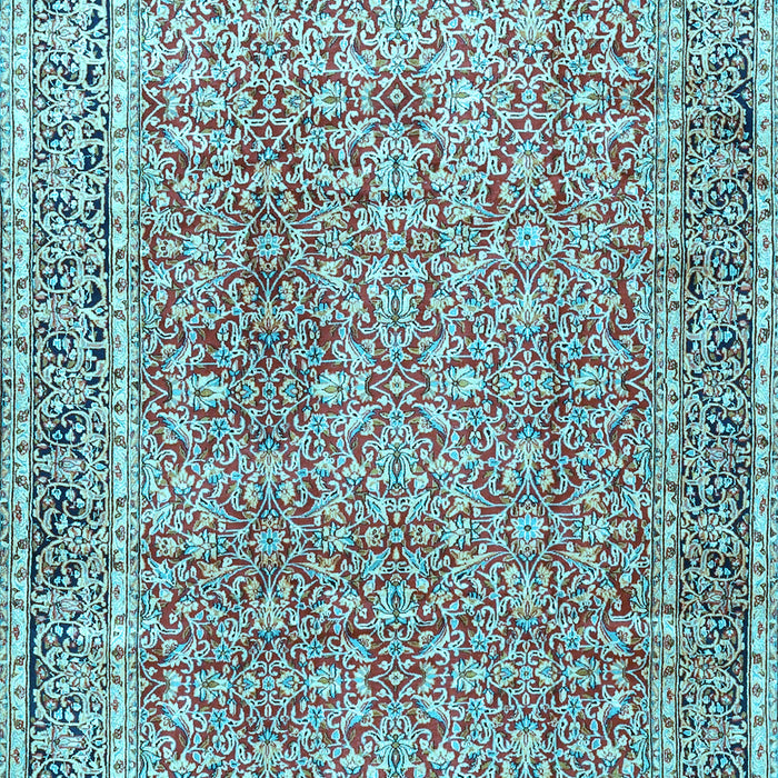Machine Washable Persian Light Blue Traditional Rug, wshtr4447lblu