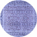 Round Machine Washable Persian Blue Traditional Rug, wshtr4447blu