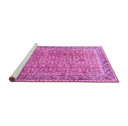 Sideview of Machine Washable Persian Pink Traditional Rug, wshtr4447pnk