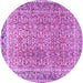 Round Machine Washable Persian Purple Traditional Area Rugs, wshtr4447pur