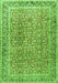 Serging Thickness of Machine Washable Persian Green Traditional Area Rugs, wshtr4447grn