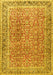 Machine Washable Persian Yellow Traditional Rug, wshtr4447yw