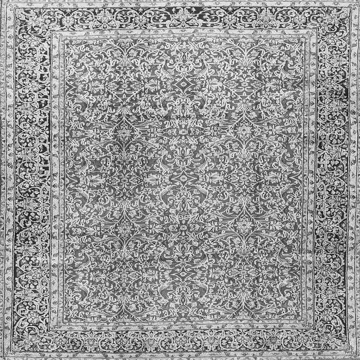 Round Machine Washable Persian Gray Traditional Rug, wshtr4447gry