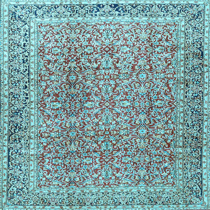 Square Machine Washable Persian Light Blue Traditional Rug, wshtr4447lblu