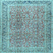 Square Machine Washable Persian Light Blue Traditional Rug, wshtr4447lblu