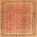 Round Machine Washable Persian Orange Traditional Area Rugs, wshtr4447org