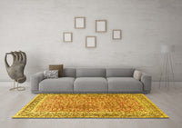 Machine Washable Persian Yellow Traditional Rug, wshtr4447yw