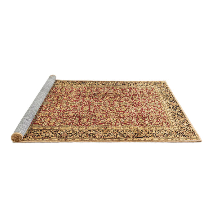 Sideview of Machine Washable Persian Brown Traditional Rug, wshtr4447brn