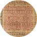 Round Machine Washable Persian Brown Traditional Rug, wshtr4447brn