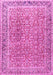 Machine Washable Persian Pink Traditional Rug, wshtr4447pnk