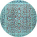 Round Persian Light Blue Traditional Rug, tr4447lblu