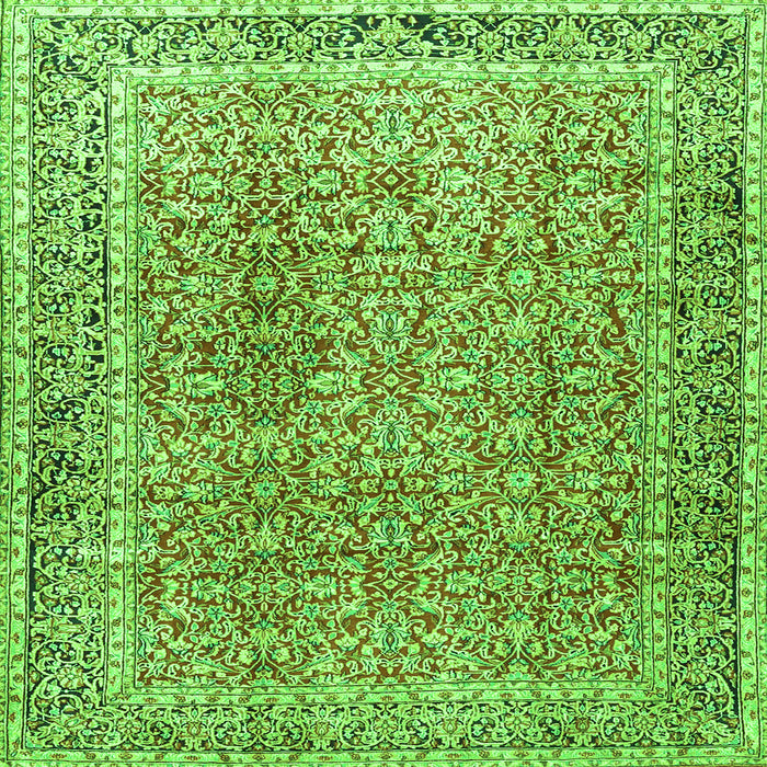 Round Machine Washable Persian Green Traditional Area Rugs, wshtr4447grn