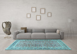 Machine Washable Persian Light Blue Traditional Rug in a Living Room, wshtr4447lblu