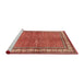 Sideview of Machine Washable Traditional Tangerine Pink Rug, wshtr4448