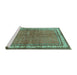 Sideview of Machine Washable Persian Turquoise Traditional Area Rugs, wshtr4448turq