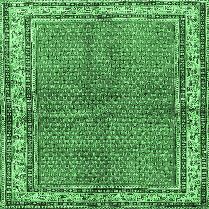 Square Machine Washable Persian Emerald Green Traditional Area Rugs, wshtr4448emgrn