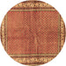 Round Persian Brown Traditional Rug, tr4448brn