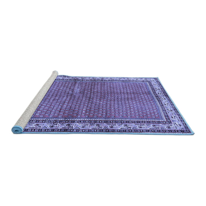 Sideview of Machine Washable Persian Blue Traditional Rug, wshtr4448blu