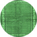 Round Persian Emerald Green Traditional Rug, tr4448emgrn