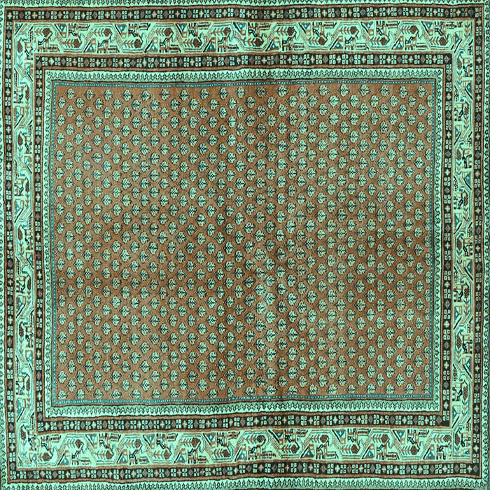 Square Machine Washable Persian Turquoise Traditional Area Rugs, wshtr4448turq
