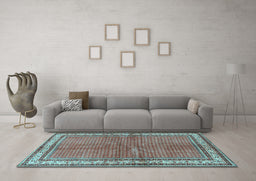 Machine Washable Persian Light Blue Traditional Rug in a Living Room, wshtr4448lblu
