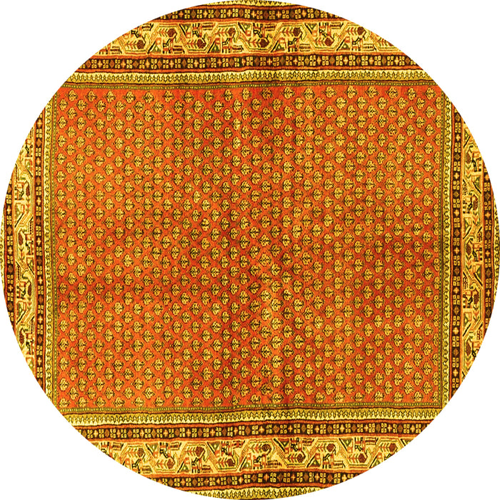 Round Persian Yellow Traditional Rug, tr4448yw