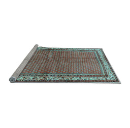 Sideview of Machine Washable Persian Light Blue Traditional Rug, wshtr4448lblu