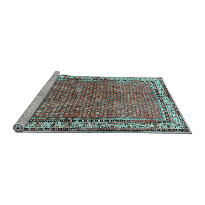 Sideview of Machine Washable Persian Light Blue Traditional Rug, wshtr4448lblu