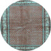 Round Persian Light Blue Traditional Rug, tr4448lblu