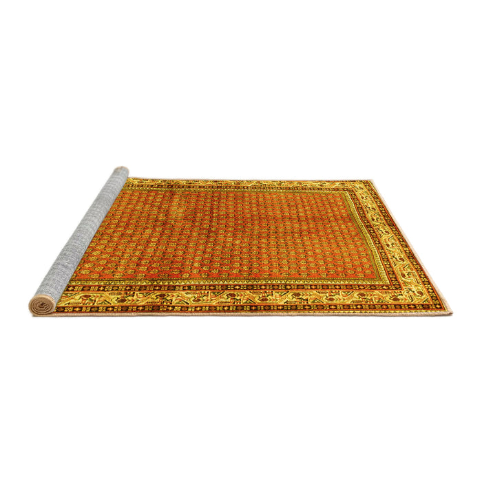 Sideview of Machine Washable Persian Yellow Traditional Rug, wshtr4448yw