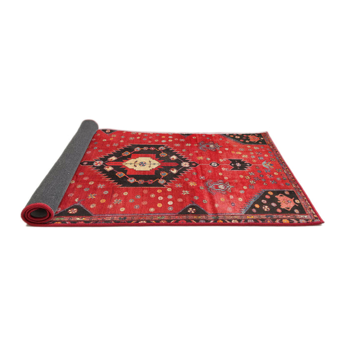 Sideview of Traditional Cherry Red Medallion Rug, tr4449