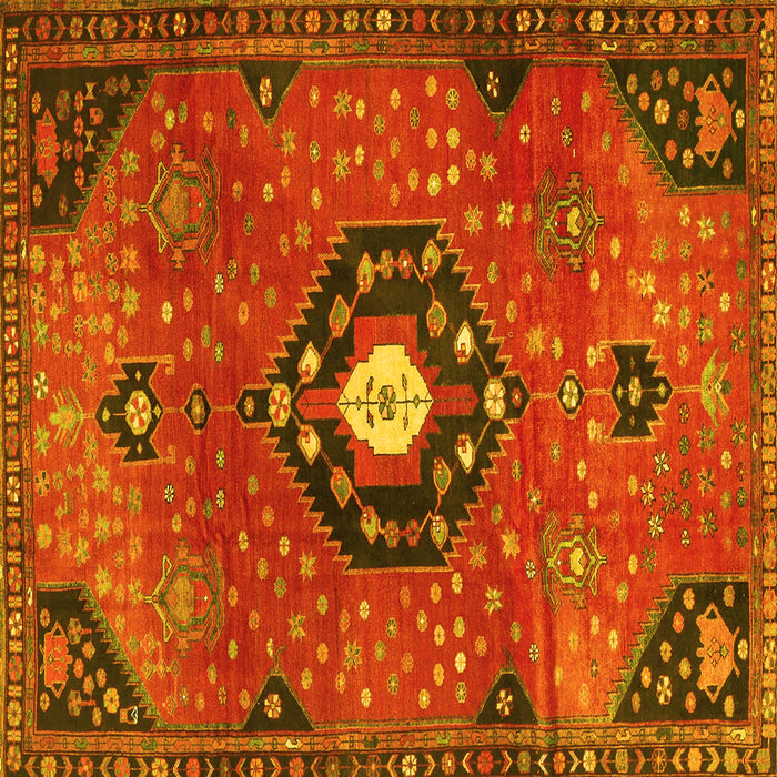 Square Medallion Yellow Traditional Rug, tr4449yw